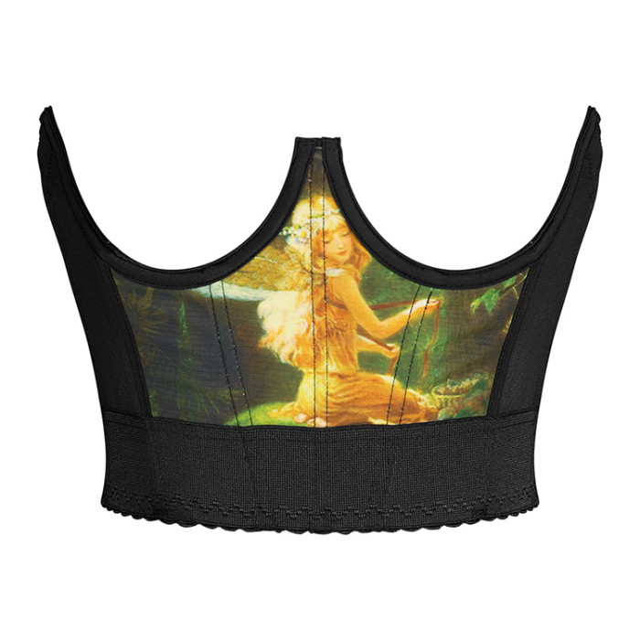 Wholesale Oil Painting Retro Bustier Fishbone Breast Support Adjustable Waist Corset