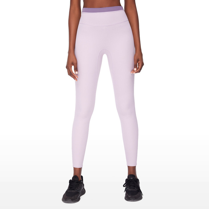Wholesale Ladies Sportswear Color Splicing Yoga Leggings High Waist Buttock Up