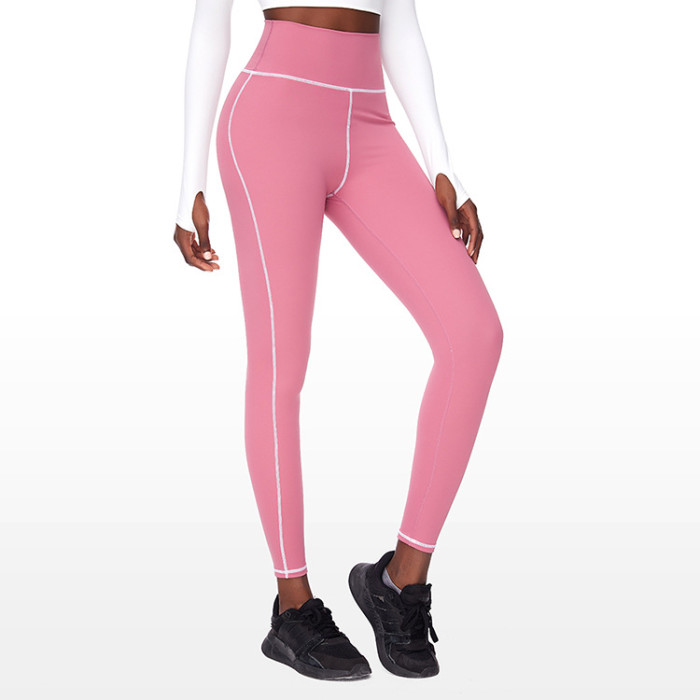 Wholesale Contrast Color Hip Lift Fitness Leggings High Waist Abdominal Elastic Yoga Clothing