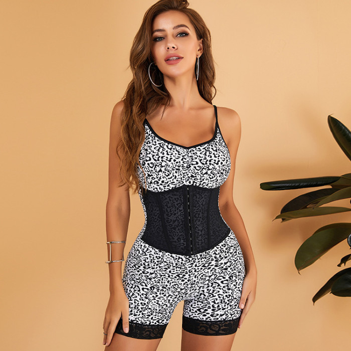 Leopard Shapewear Bodysuit Fajas Colombianas Manufacturer Waist Trainer Corset Women