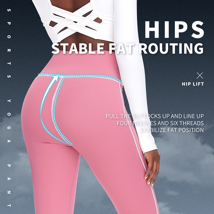 Wholesale Contrast Color Hip Lift Fitness Leggings High Waist Abdominal Elastic Yoga Clothing