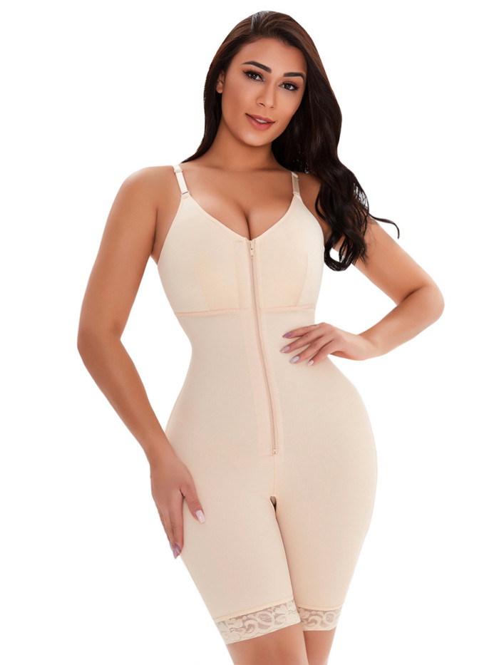 Plus Size Full Body Shaper Sculpting Shapewear Bodysuit Zipper Support Chest Supplier