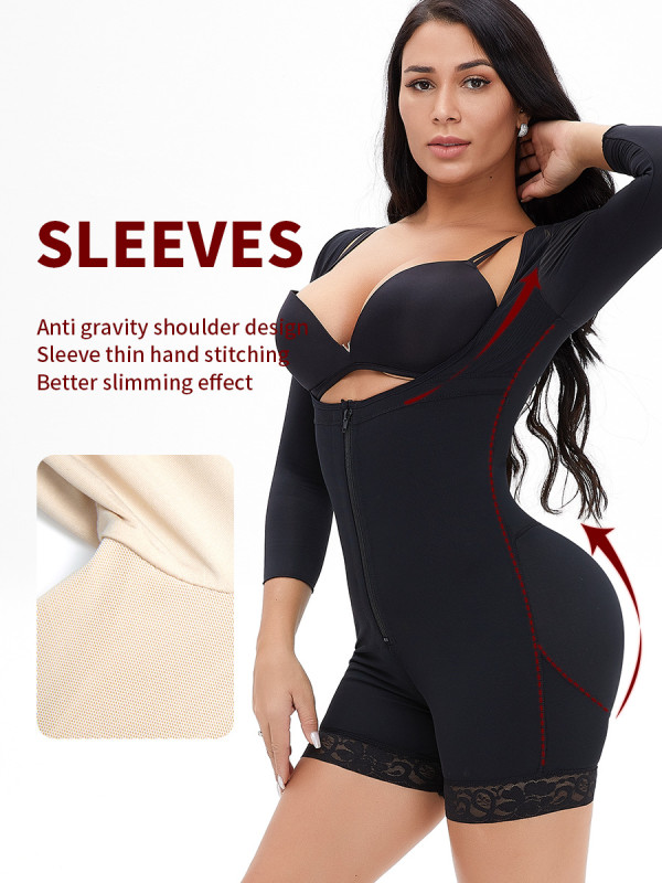 Wholesale Slimming Bodysuits 2 IN 1 Shapewear Long Sleeve Tummy Control Zipper Plus