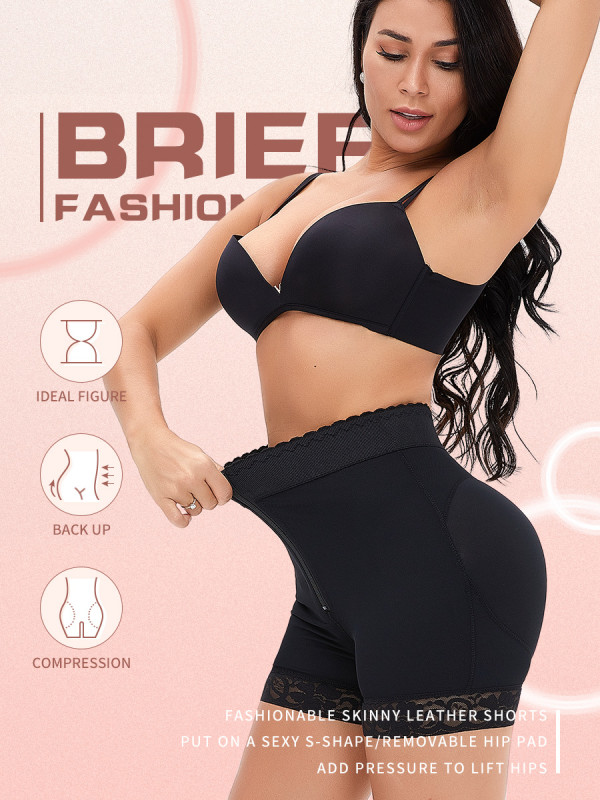 Wholesale Best High Waisted Shaping Shorts for Hourglass Figure Zipper Plus Size
