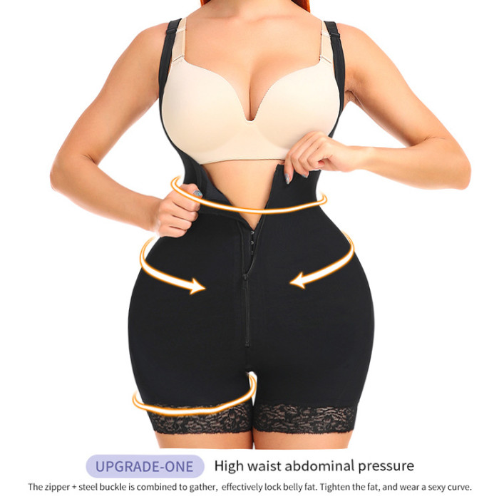 Wholesale Shapewear Manufacturers Hook and Zip Bodysuit Shaper Butt Lift Flat Belly Plus