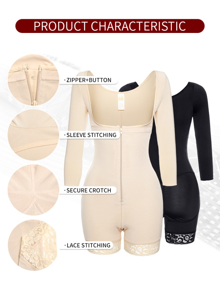 Wholesale Slimming Bodysuits 2 IN 1 Shapewear Long Sleeve Tummy Control Zipper Plus