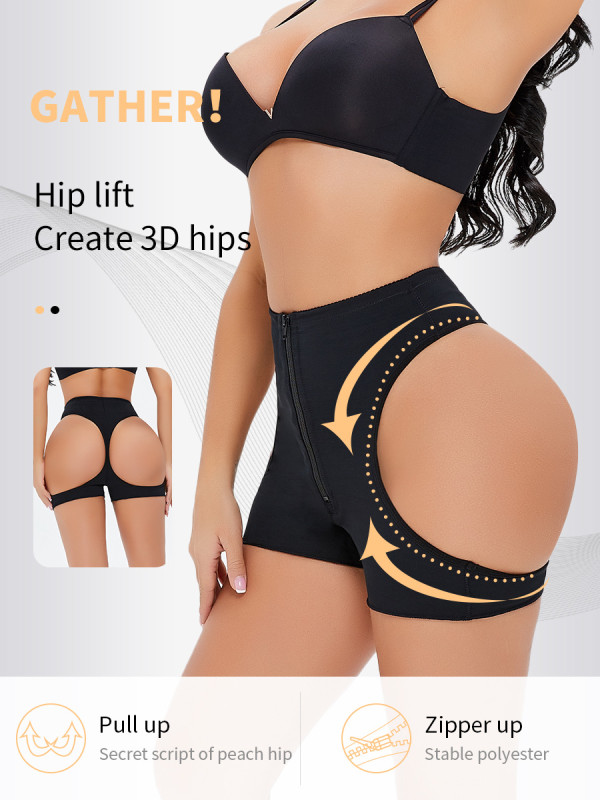Plus Size High Waist Shaping Shorts Open Buttock 3D Hip Lift Zip Tummy Control Supplier