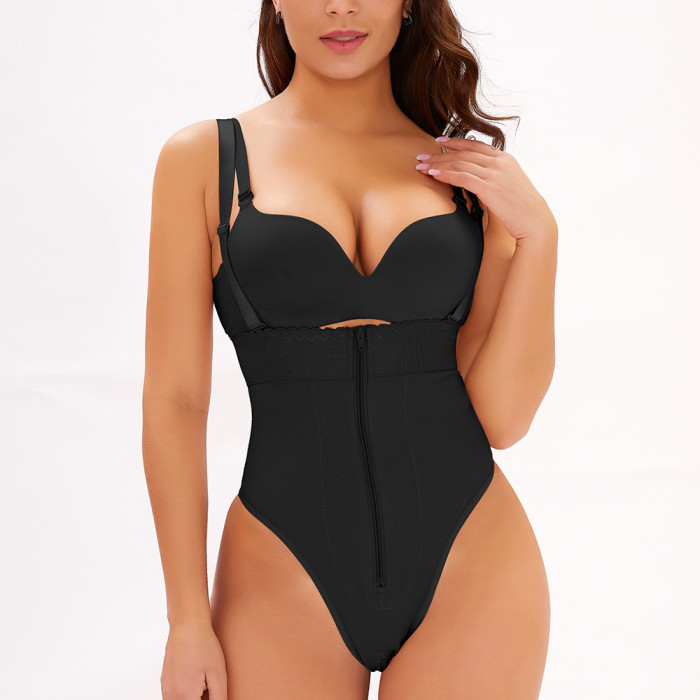Wholesale Tummy Control Thong Underwear Plus Size Adjustable Straps Zipper Shaper