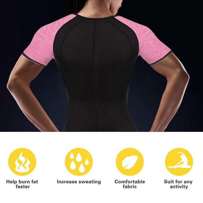 Wholesale Women Neoprene Shirt Wetsuit Short Sleeve Front Zipper Sweat Tops Workout