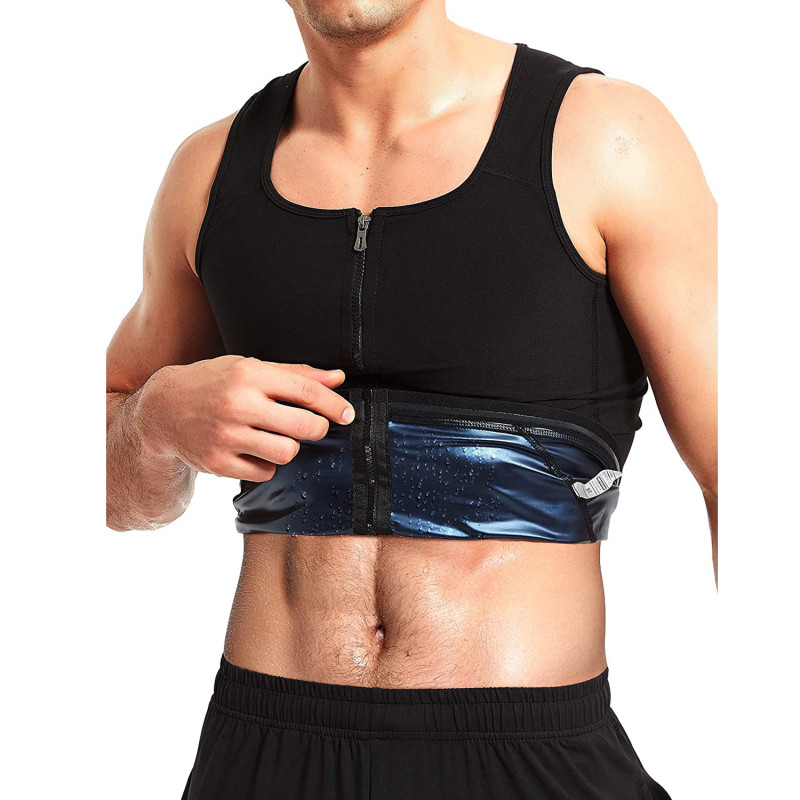 Wholesale Sauna Vest for Men Weight Loss Neoprene Shapewear Front Zipper Sweat Tops