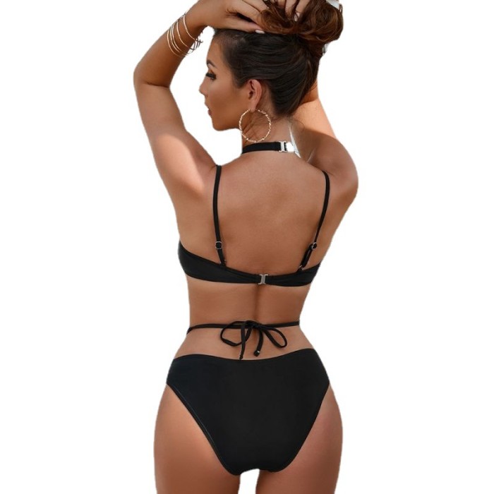 2023 Sexy Monokini One Piece Swimsuit Cut Out with Ring Backless Halter Neck Supplier