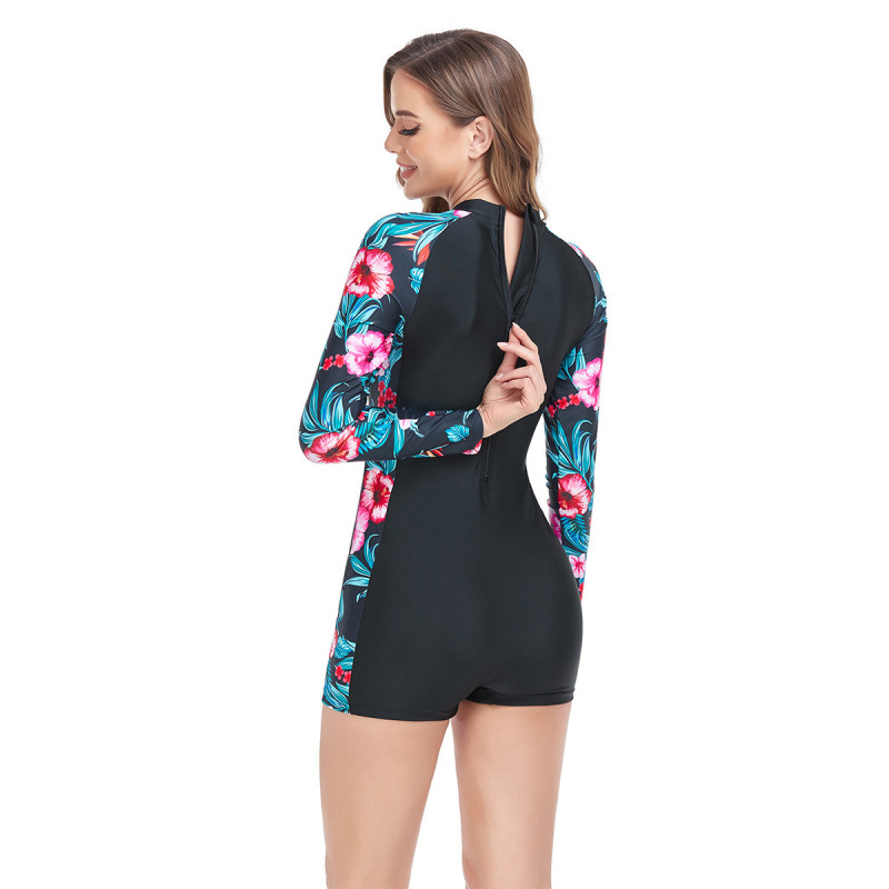 2023 One Piece Swimsuit Printed Long Sleeve Short Back Zipper Diving Suit Manufacturer