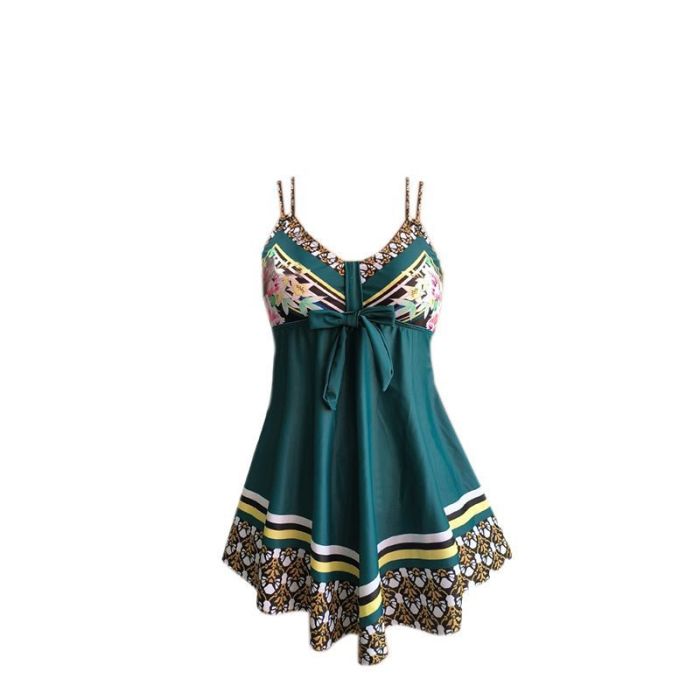 2023 Customize Classic Floral Print Tankini Set Two Piece Bathing Suit Plus Size Women