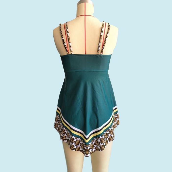 2023 Customize Classic Floral Print Tankini Set Two Piece Bathing Suit Plus Size Women