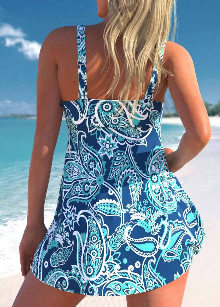 2023 Wholesale Price Big Women Tankini Set Print Belly Hide with Swim Shorts Plus Size