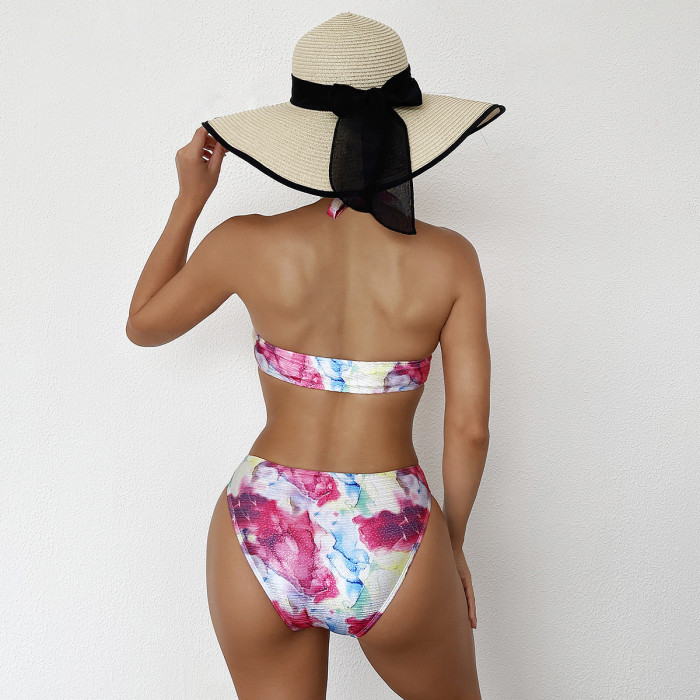 2023 Best One Piece Bikini Bronzing Monokini Ring Splicing Swimsuit Halter Neck