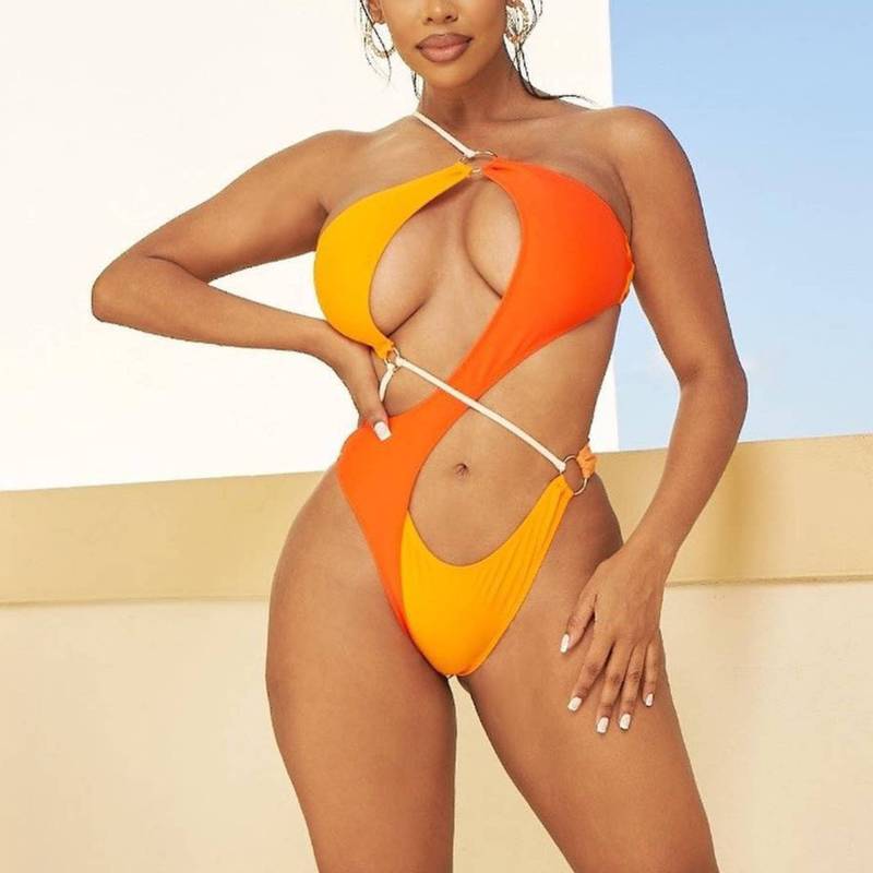 Wholesale New Monokini One Piece Swimsuit Cut Out Sexy Thong High Cut Leg for Women