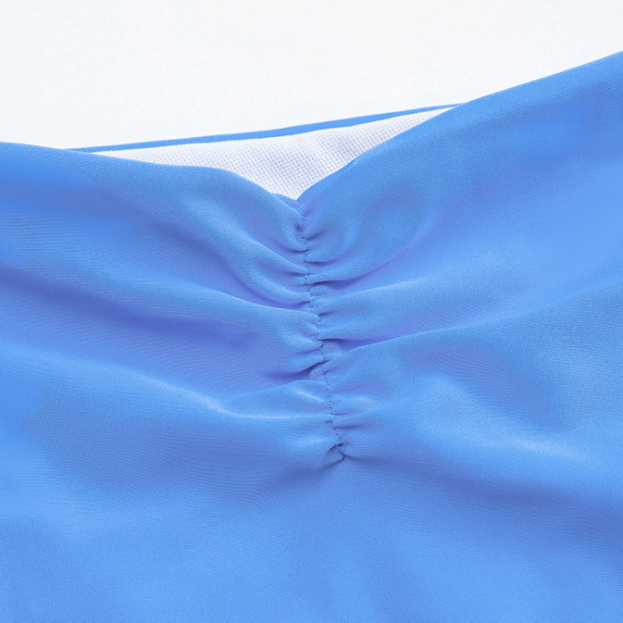 Wholesale Solid Blue Brazilian Bikini Set Two Piece Lace-Up Support Padded Cup Supplier