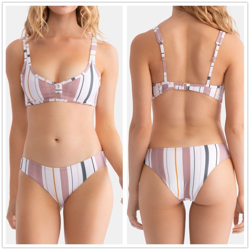 Best Wholesale Stripes Swimsuit Two Piece Print Bikini Set Summer Women Supplier 2023