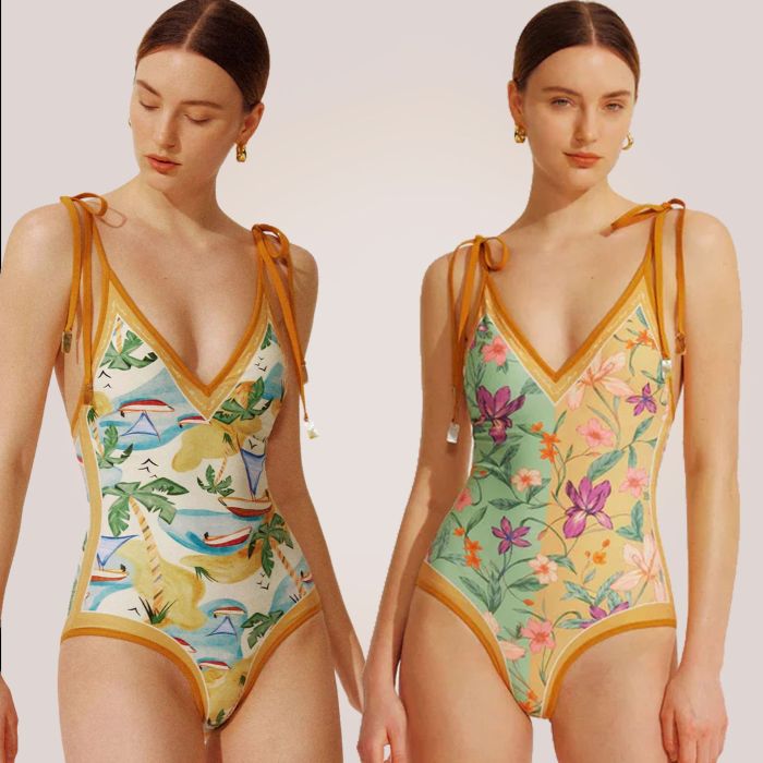Wholesale Reversible One Piece Swimsuit Double Sided Floral Print for Women Manufacturer