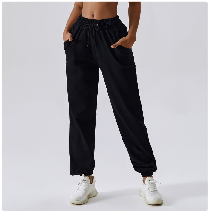 Wholesale Women Gym Sweatpants Loose Elastic Drawstring Waist Dancing Sports Pants