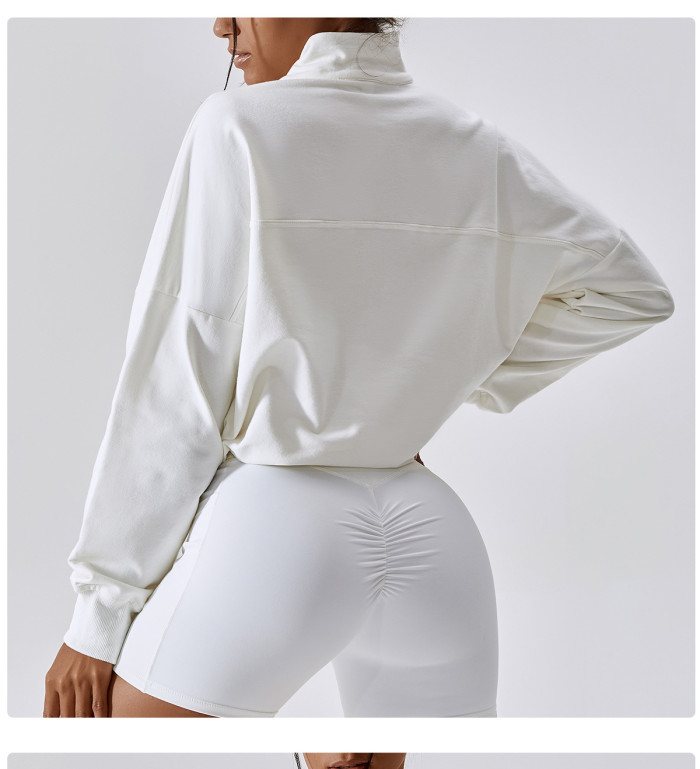 Wholesale New Spring Fall Sports Sweatshirt Long Sleeve Zip Windproof Warm Fitness Tops