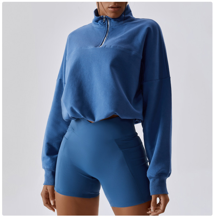 Wholesale New Spring Fall Sports Sweatshirt Long Sleeve Zip Windproof Warm Fitness Tops