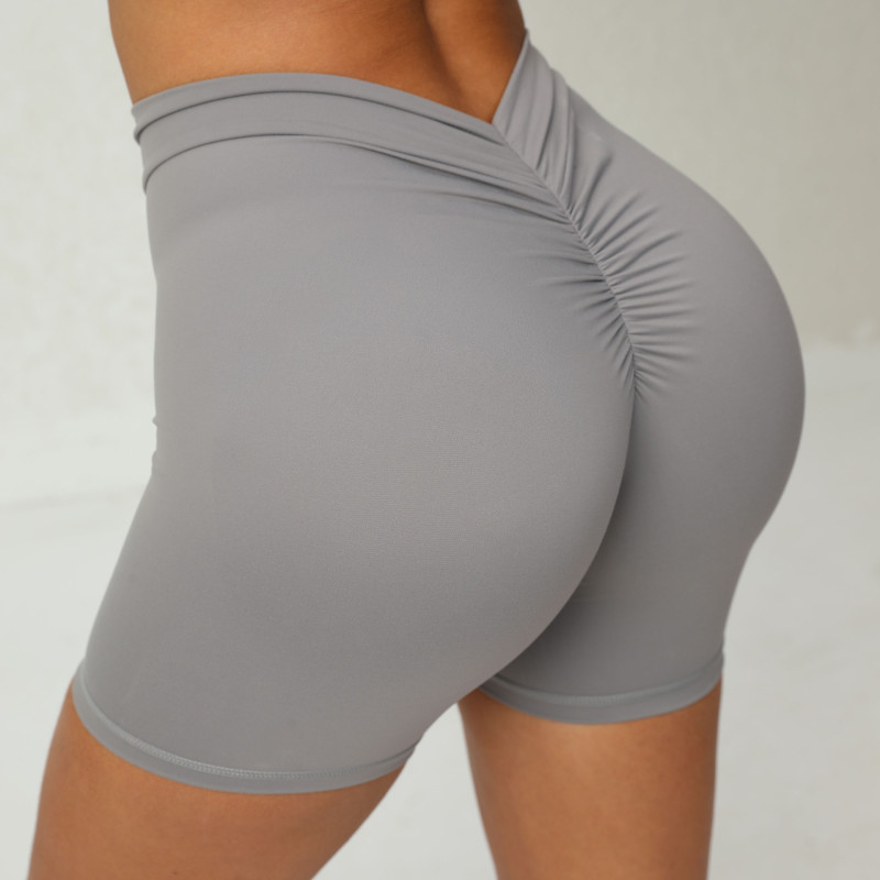 Wholesale V Back Yoga Shorts Scrunch Butt Peach Hip High Waist Sports Short Leggings