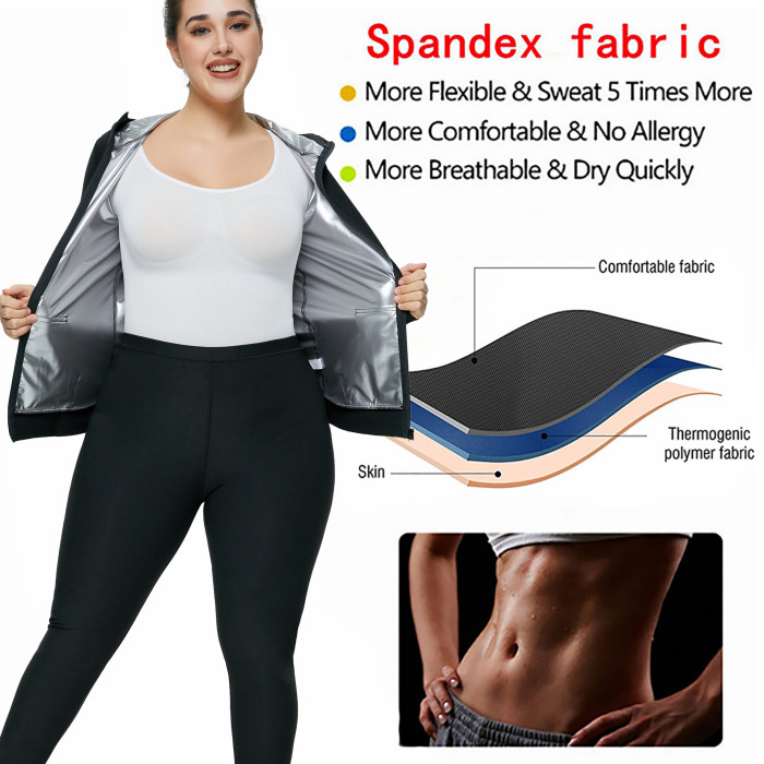 Wholesale Women Sauna Sweat Suit Plus Size Long Sleeve Jacket Burn Sweating Pant