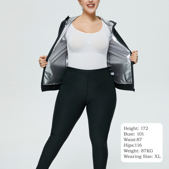Wholesale Women Sauna Sweat Suit Plus Size Long Sleeve Jacket Burn Sweating Pant