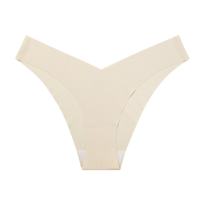 Wholesale Ice Silk Seamless Panty Cotton V-Shape Low Waist Underwear High Stretch