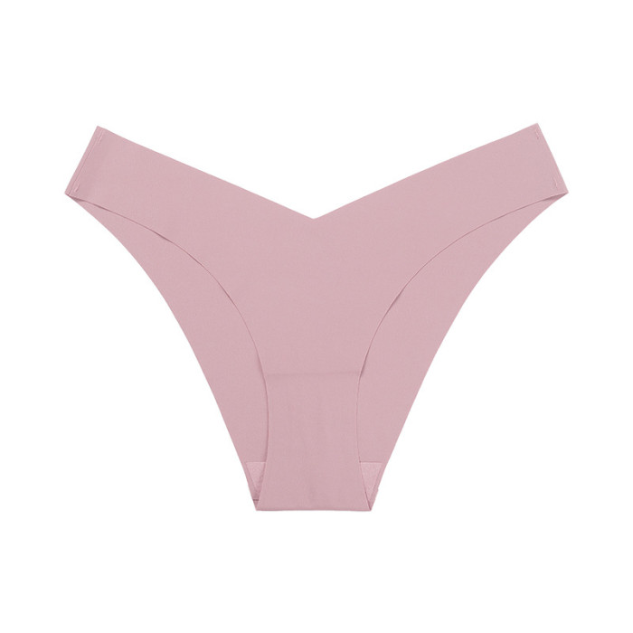 Wholesale Ice Silk Seamless Panty Cotton V-Shape Low Waist Underwear High Stretch