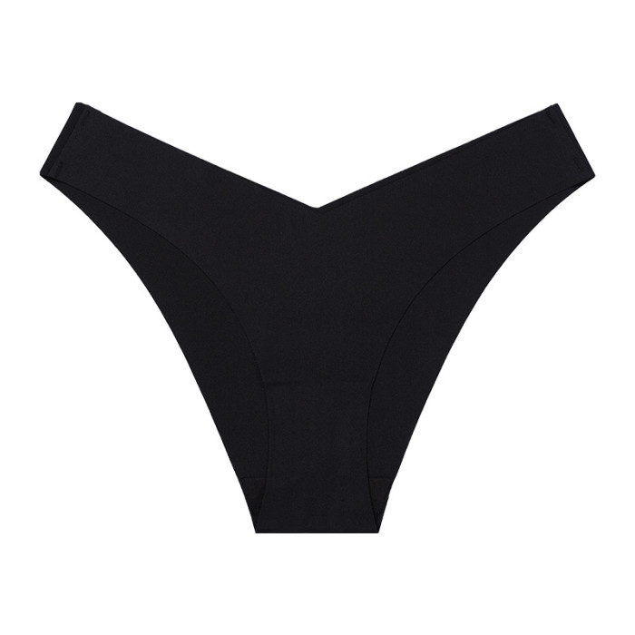 Wholesale Ice Silk Seamless Panty Cotton V-Shape Low Waist Underwear High Stretch