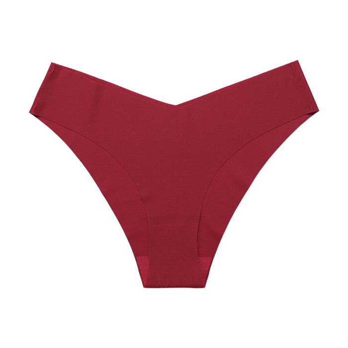 Wholesale Ice Silk Seamless Panty Cotton V-Shape Low Waist Underwear High Stretch
