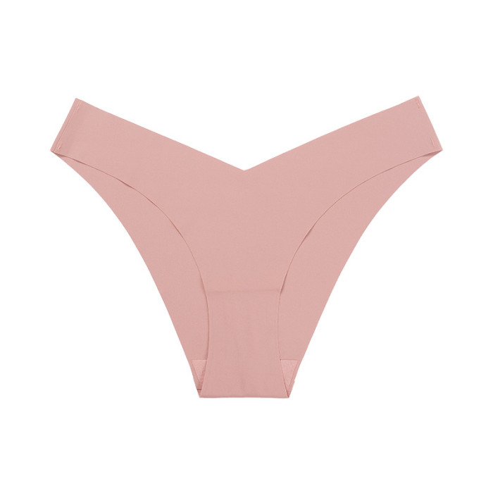 Wholesale Ice Silk Seamless Panty Cotton V-Shape Low Waist Underwear High Stretch