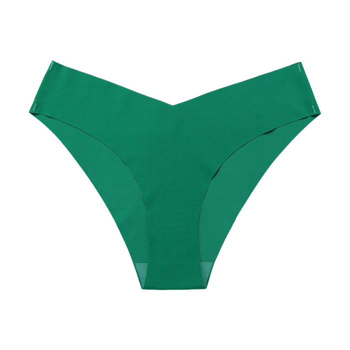 Wholesale Ice Silk Seamless Panty Cotton V-Shape Low Waist Underwear High Stretch