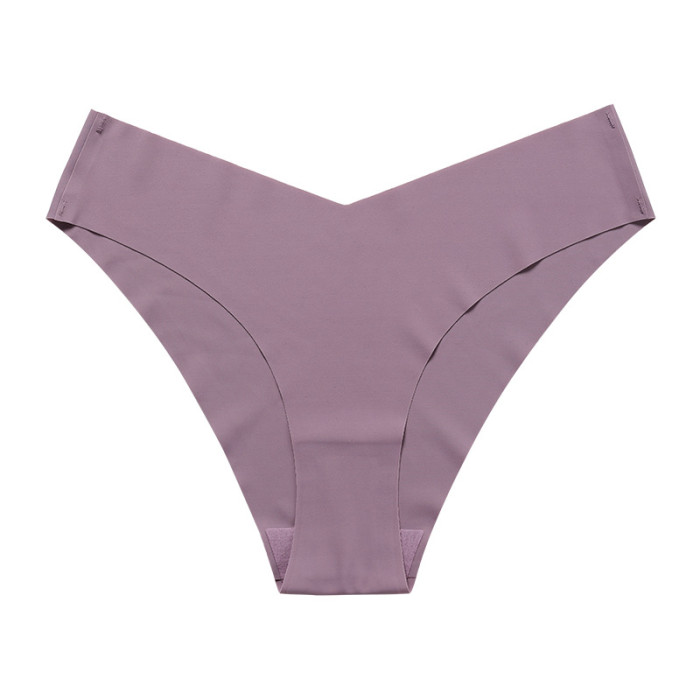 Wholesale Ice Silk Seamless Panty Cotton V-Shape Low Waist Underwear High Stretch