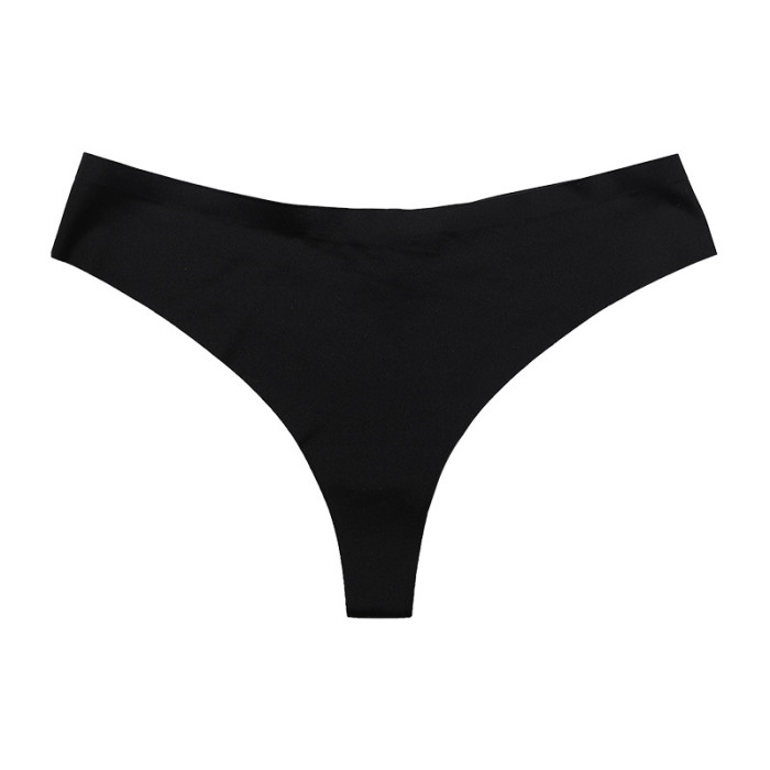 Wholesale Ladies Thong Panties Seamless G-String Low Waist Metal Ring Underwear Ice Silk