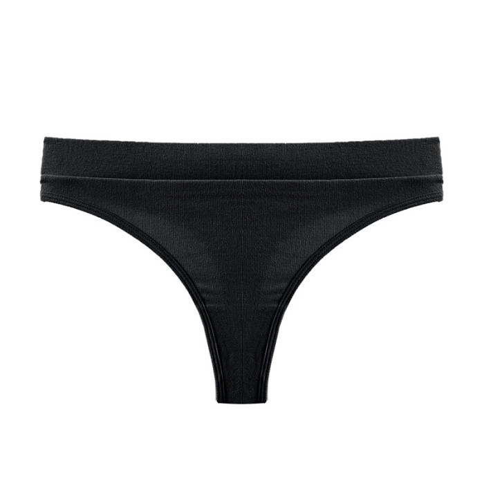 Wholesale Basic Low Waist T Back Underwear Ribbed Briefs Sexy Womens Thong Panties