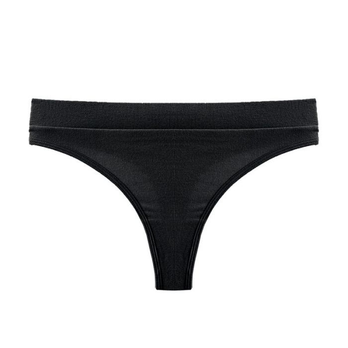 Wholesale Basic Low Waist T Back Underwear Ribbed Briefs Sexy Womens Thong Panties