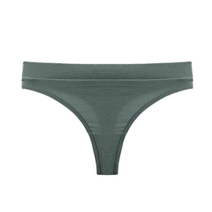 Wholesale Basic Low Waist T Back Underwear Ribbed Briefs Sexy Womens Thong Panties