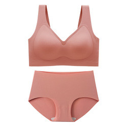 Wholesale Women Plus Size Underwear Set Thin Large Wireless Seamless Bra and Panty Set