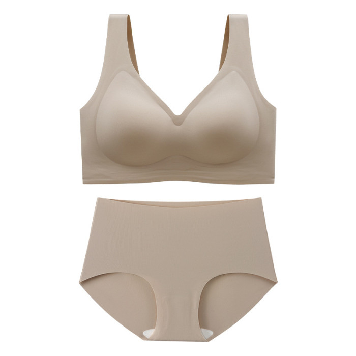 Wholesale Women Plus Size Underwear Set Thin Large Wireless Seamless Bra and Panty Set
