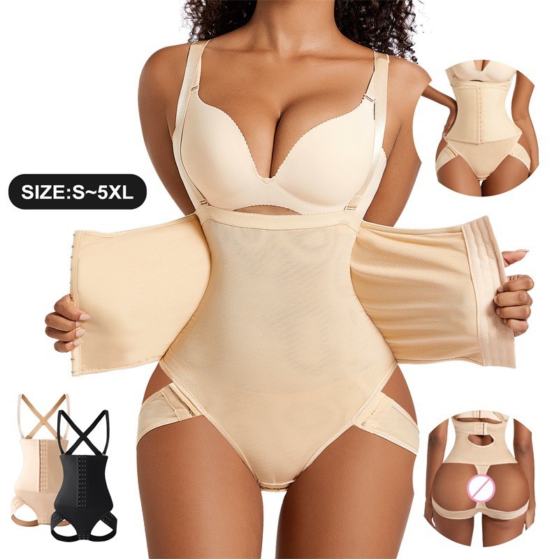 Wholesale Compression Shapewear Hourglass 3 Layer Tummy Control Fajas Open Butt Lifter