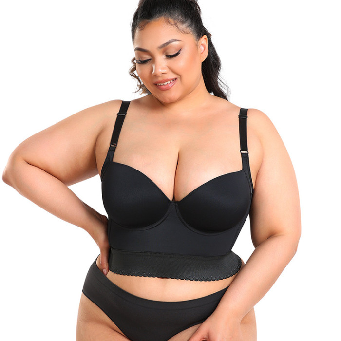 Wholesale Longline Smoothing Bra Deep Cup Hide Back Fat with Shapewear Push Up Plus Size