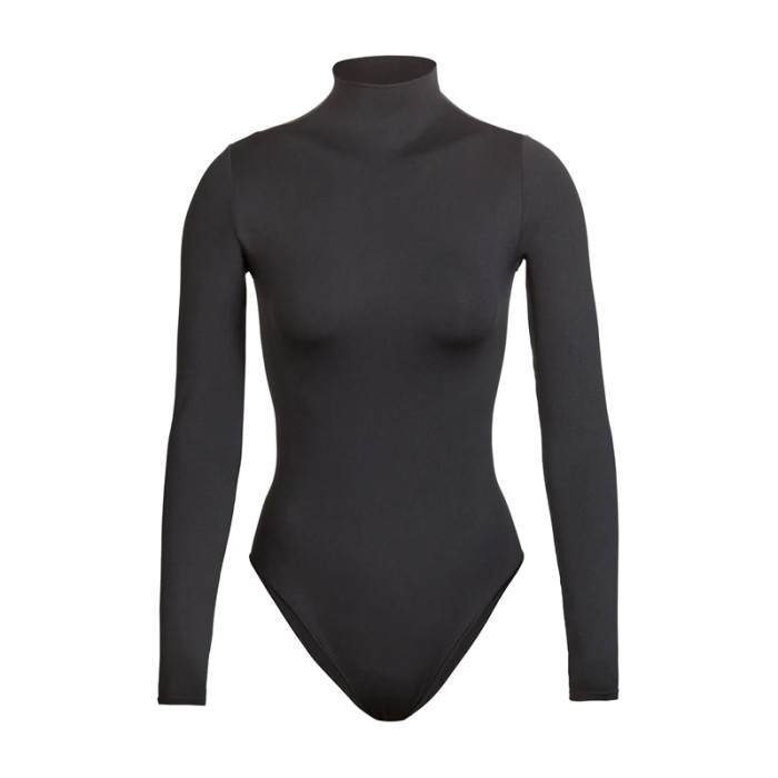 Wholesale Skims Lounge Wear Bodysuit Long Sleeve High Neck High Stretch Tight Soft Supplier