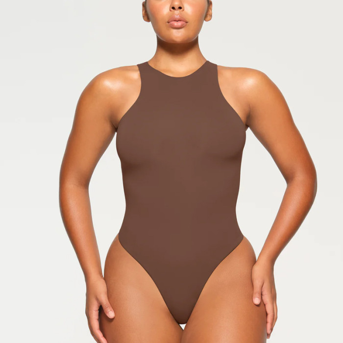 Wholesale Skims Bodysuit Sleeveless High Elastic Soft Basic Skinny Lounge Wear Supplier