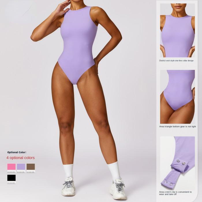 Wholesale Gym Bodysuit for Women Tight Yoga Jumpsuit Thong Sleeveless Slim Fitness
