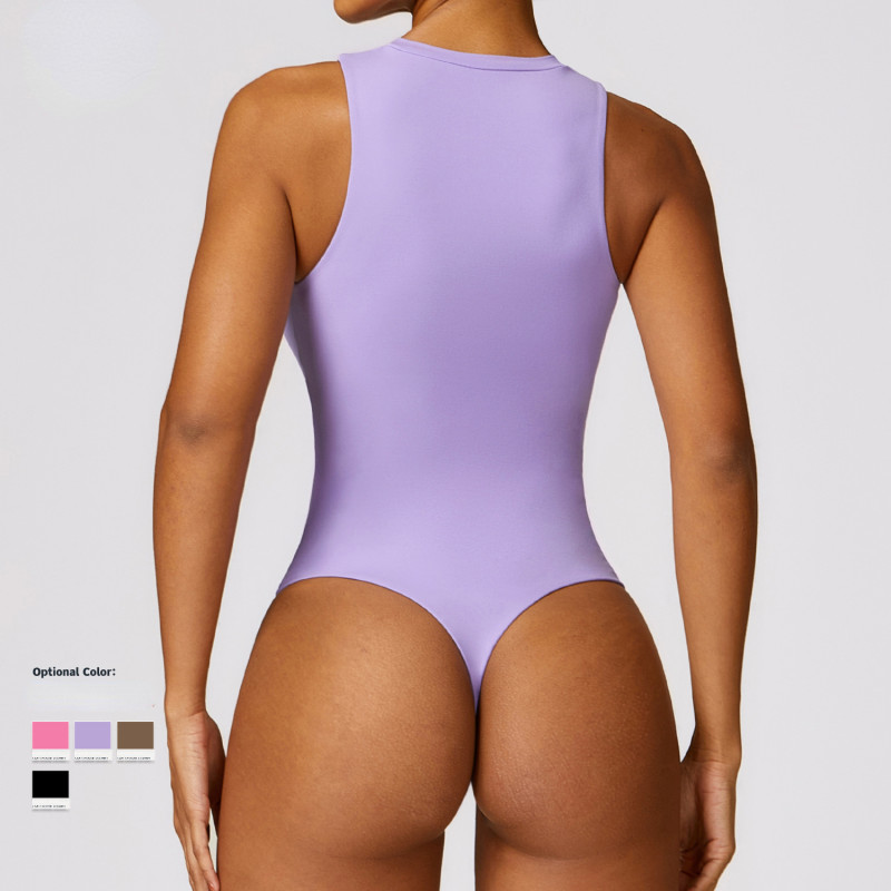 Wholesale Gym Bodysuit for Women Tight Yoga Jumpsuit Thong Sleeveless Slim Fitness