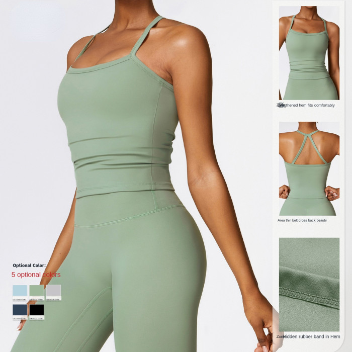 Wholesale Yoga Vest Women Sports Sleeveless Top Sports Padded Vest Fit Tank Tops